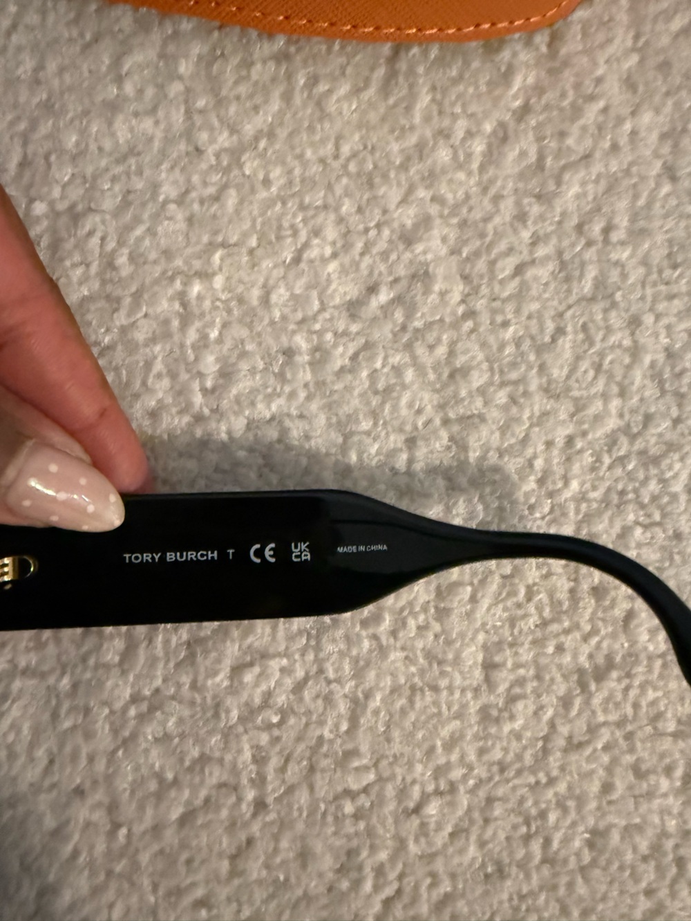 Tory Burch Black Geometric Sunglasses with Orange Case - Picture 3 of 6